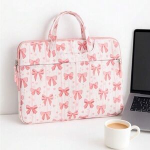 NWOT -Pink Bow Patterned Laptop Bag